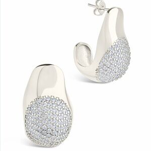 WESLEY CZ STATEMENT HUGGIE HOOP EARRINGS NWT